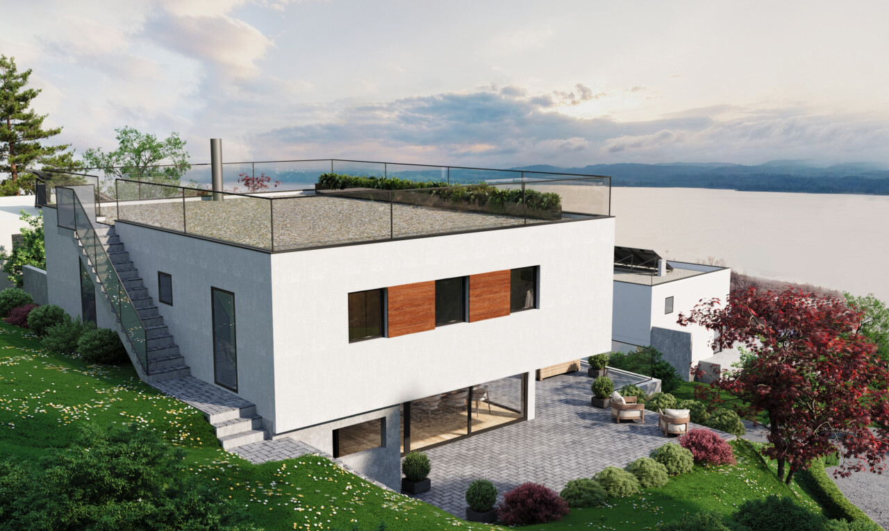 Vom Architekten entworfene Villa mit Panoramablick auf den See und die - 2