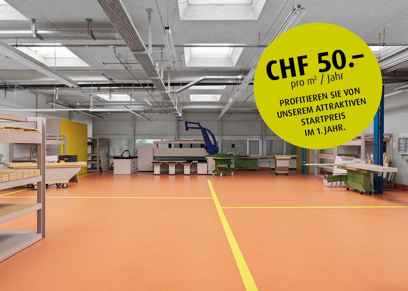 Alle Möglichkeiten für Sie - Lager- und Produktionsfläche ab 1'000 m2 im EG - 0